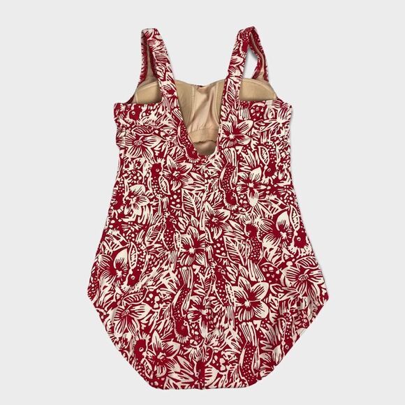 Land's End Women's Red & White One Piece Bathing Suit size 6 - Picture 2 of 8